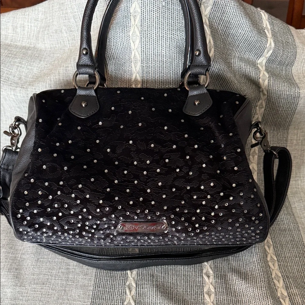 Betsey Johnson Black Bow Satchel - Picture 2 of 7